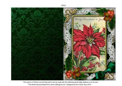 Red Poinsettia Holly 7x5inch Folded Picture Card