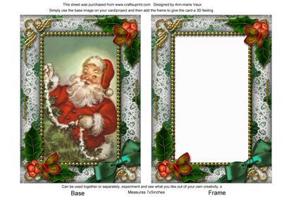 Santa Holly 7x5inch Picture Card Front and Frame