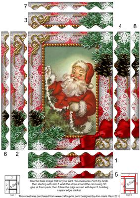 Santa Snow 7x5in Spiral Wavy Edge Stacker