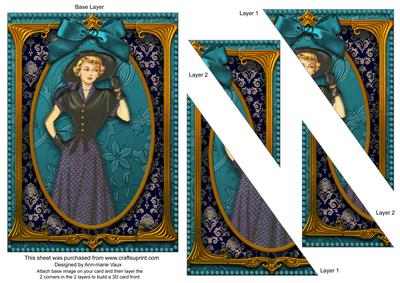 Elegant Teal Lady 7x5inch Triangle Duo Corner Stacker