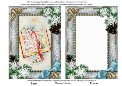 Christmas Book Snow 7x5inch Picture Card Front and Frame