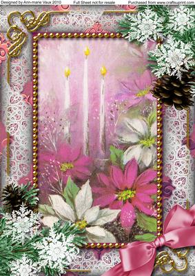Pink Poinsettia Snow A4 Picture Sheet