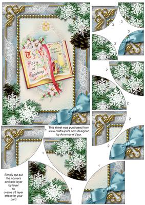 Christmas Book Snow 7x5inch All 4 Corner Stacker Card Front