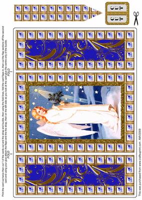 Christmas Angel Blue Bling Giant Square Buckle Card