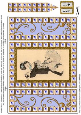 Dancing Couple Blue Bling Giant Square Buckle Gatefold Card