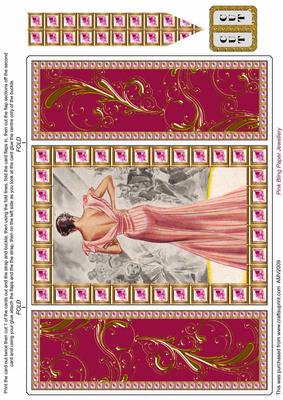 Catwalk Lady Pink Bling Giant Square Buckle Gatefold Card