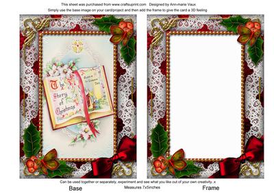 Christmas Book Holly 7x5inch Picture Card Front and Frame