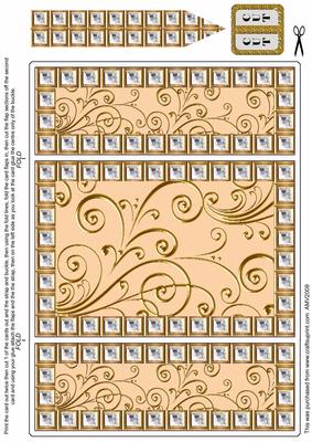 Peach Foil Diamond Bling Giant Square Buckle Gatefold Card