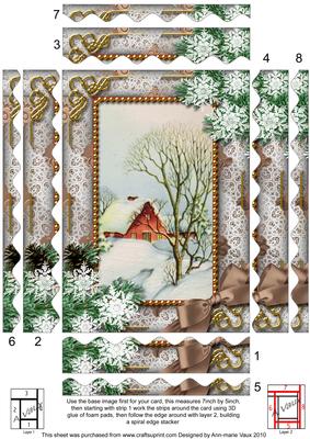 Christmas Scene Snow 7x5in Spiral Wavy Edge Stacker