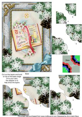 Christmas Book Snow 7x5inch Scalloped Duo Corner Stacker