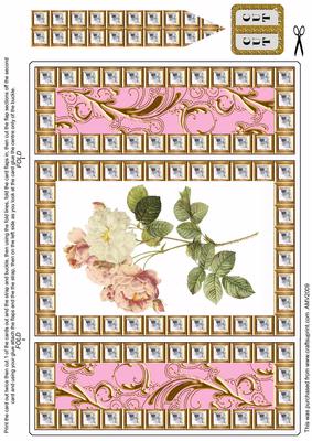 Pink Rose 2 Diamond Bling Giant Square Buckle Gatefold Card