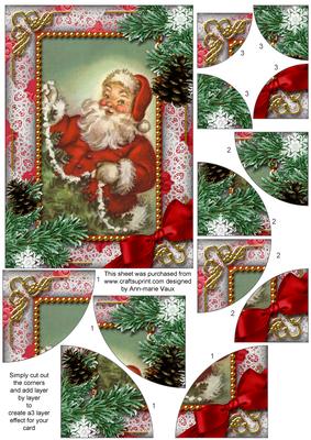 Santa Snow 7x5inch All 4 Corner Stacker Card Front