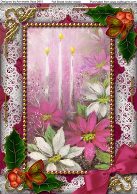 Pink Poinsettia Holly A4 Picture Sheet