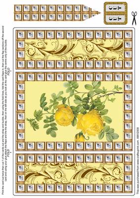 Yellow Rose Diamond Bling Giant Square Buckle Gatefold Card