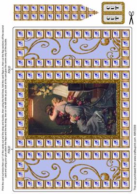 Passionate Couple Blue Bling Giant Square Buckle Gatefold Card
