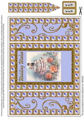 Wedding Cake Blue Bling Giant Square Buckle Gatefold Card