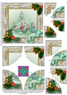 Carol Singers Holly All 4 Rounded Corner Card Front