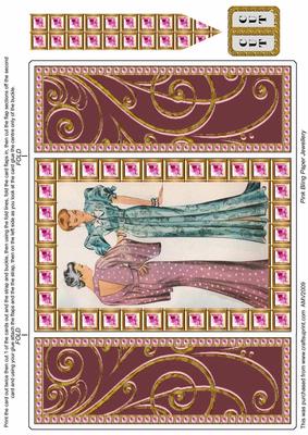 Elegant Ladies 2 Pink Bling Giant Square Buckle Gatefold Card