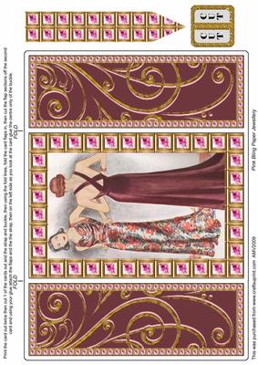 Elegant Ladies 3 Pink Bling Giant Square Buckle Gatefold Card