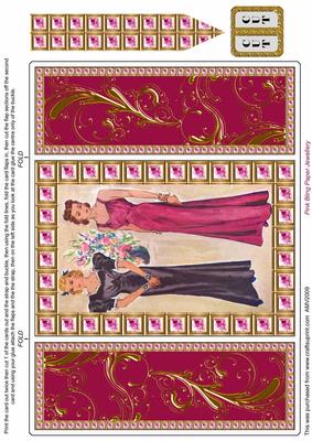 Elegant Ladies 4 Pink Bling Giant Square Buckle Gatefold Card