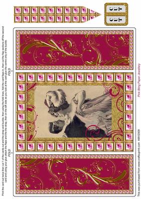 Romantic Dancing Couple Pink Bling Giant Square Buckle Gatefold Card