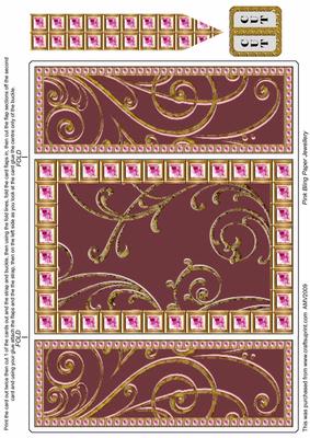 Bronze Pink Foil Pink Bling Giant Square Gatefold Card
