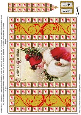 Girl with Red Hat Red Bling Giant Square Buckle Gatefold Card