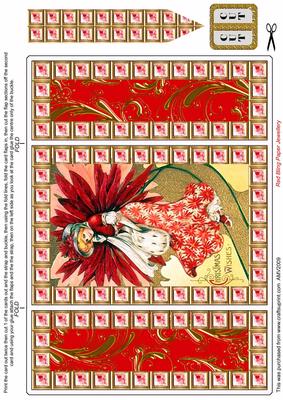 Poinsettia Girl Red Bling Giant Square Buckle Gatefold Card