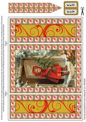 Girl with Christmas Tree Red Bling Giant Square Buckle Gatefold Card
