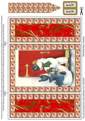 Snowman Calling Red Bling Giant Square Buckle Gatefold Card