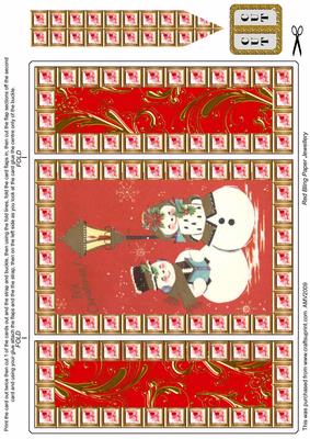 Pair of Snowmen Red Bling Giant Square Buckle Gatefold Card