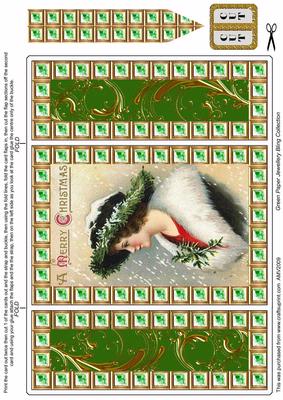 Christmas Hat Green Bling Giant Square Buckle Gatefold Card
