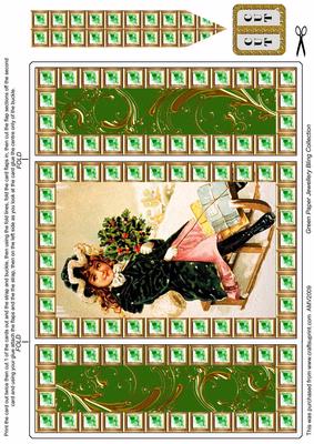 Christmas Sleigh Girl Green Bling Giant Square Buckle Gatefold Card