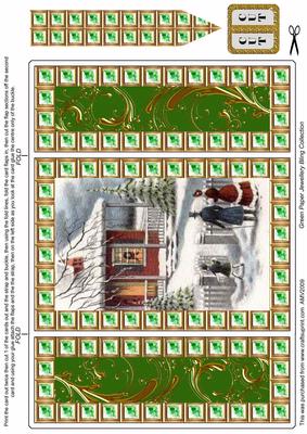 Snow View House Green Bling Giant Square Buckle Gatefold Card