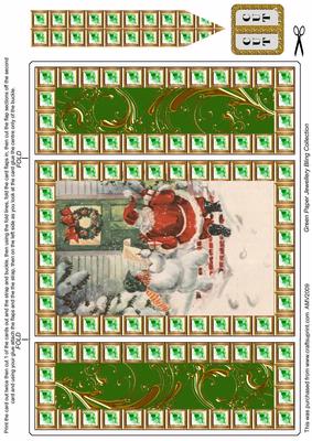 Snowman & Santa Green Bling Giant Square Buckle Gatefold Card
