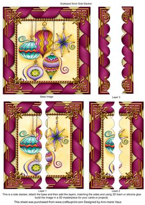 Christmas Decorations 5inch Square Scalloped 2 Side Stacker