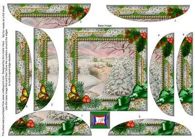 Christmas Stream Holly Square Spiral Rounded Edge Stacker