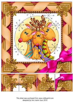 Cute Reindeer Ribbon 8inch Picture Sheet