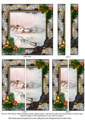Snow Village Holly 5inch Square Straight 2 Side Stacker
