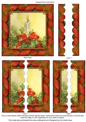 Candle Ribbon 5inch Square Scalloped 2 Side Stacker