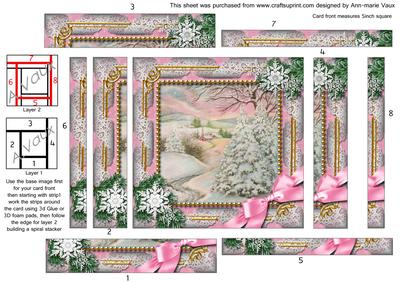 Christmas Stream Snow Spiral Edge Stacker Card Front