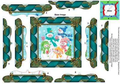 Snowman Family Ribbon 5inch Bracket Edge Spiral Stacker
