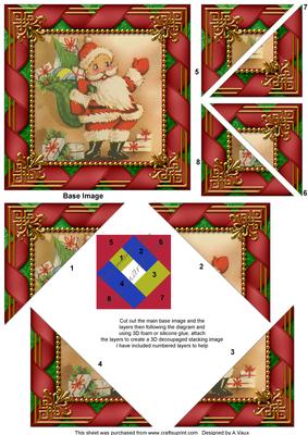 Cute Santa Ribbon 5inch Triangle Edge Spiral Stacker