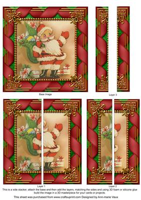 Cute Santa Ribbon 5inch Square Straight 2 Side Stacker