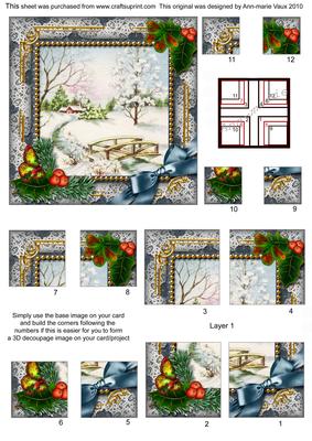 Winter Morning Holly All 4 Corner Stacker Card Front
