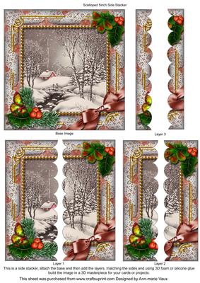 Winter Walk Holly 5inch Square Scalloped 2 Side Stacker