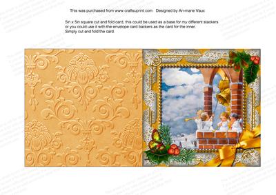Angels Bell Pulling Holly 5in Square Folded Picture Card