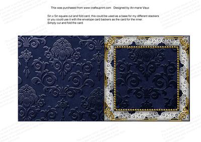 Blue Church Snow 5inch Square Plain Lace Folded Card