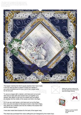 Blue Church Snow 5inch Square Picture Envelope Backer
