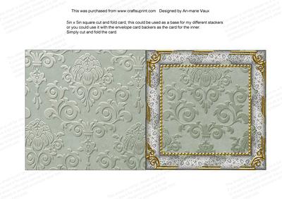 Blue Winter Walk 5inch Square Plain Lace Folded Card